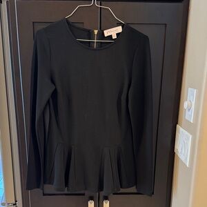 Philosophy Black Long-Sleeve Peplum Top